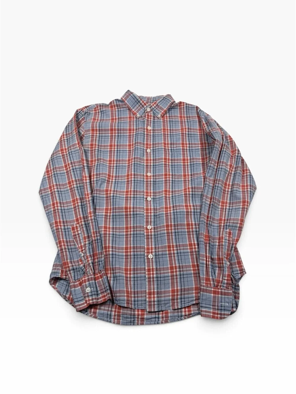 J.CREW Men’s Chambray Plaid Button-Down Long Sleeve Cotton Shirt Slim M